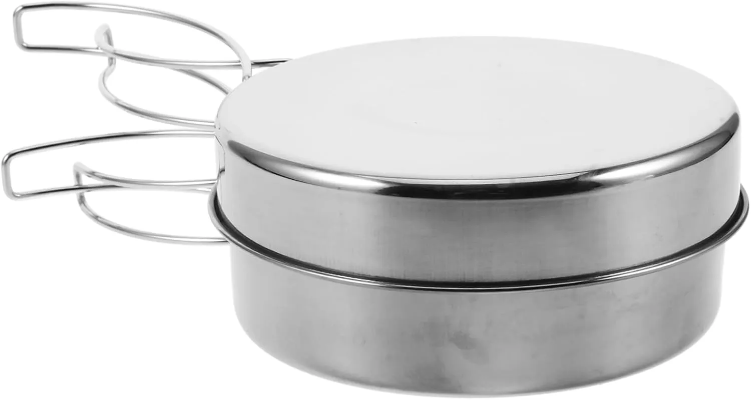 Stainless Steel Camping Cookware Portable Cook Pot with Folding Handle for Outdoor Cooking for Hiking Backpacking and Picnics Versatile