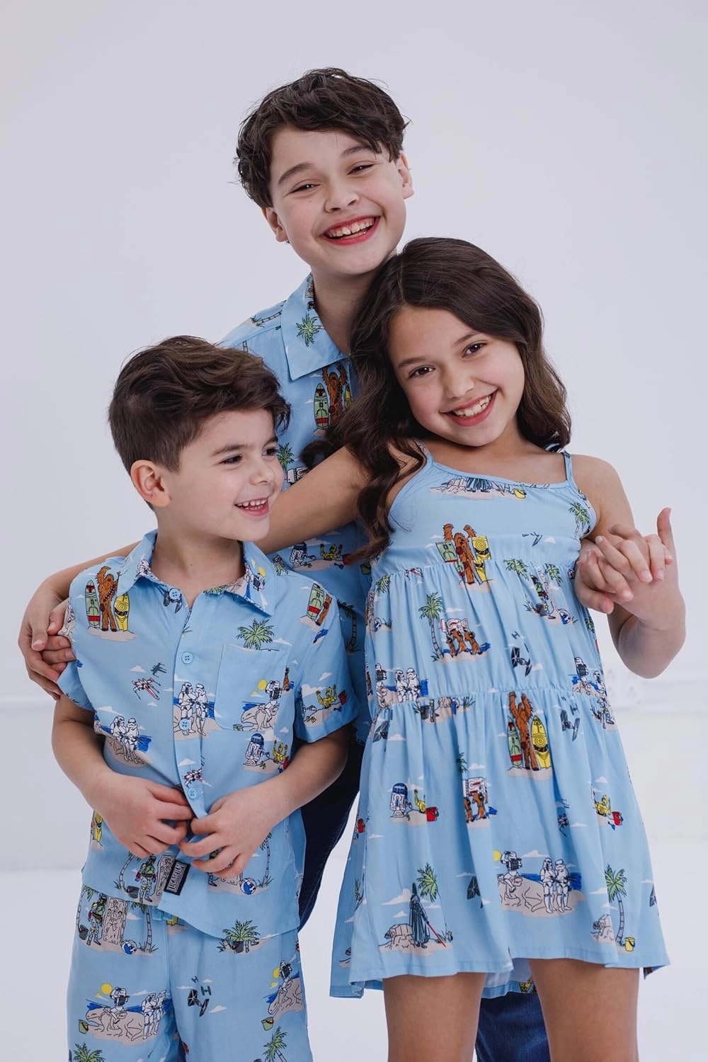 STAR WARS Chewbacca Darth Vader R2-D2 Stormtrooper TIE Fighter X-Wing Matching Family Hawaiian Button Down Shirt Adult