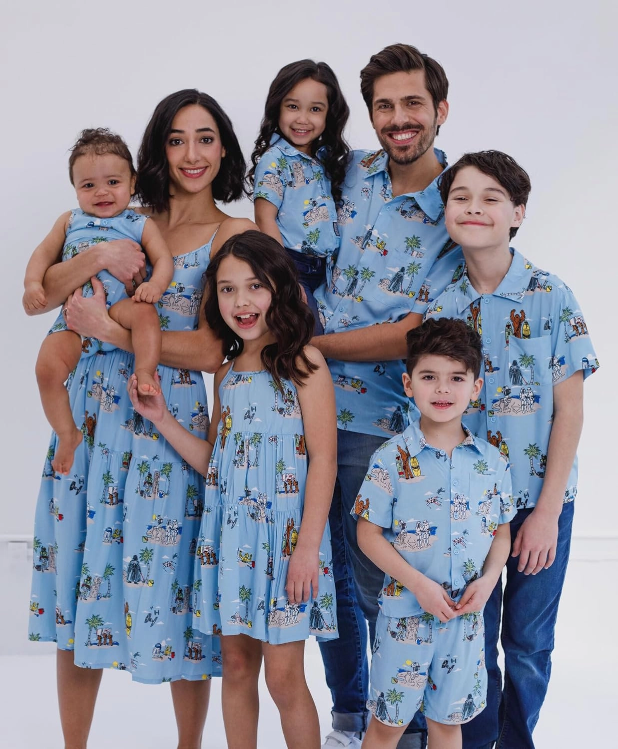 STAR WARS Chewbacca Darth Vader R2-D2 Stormtrooper TIE Fighter X-Wing Matching Family Hawaiian Button Down Shirt Adult