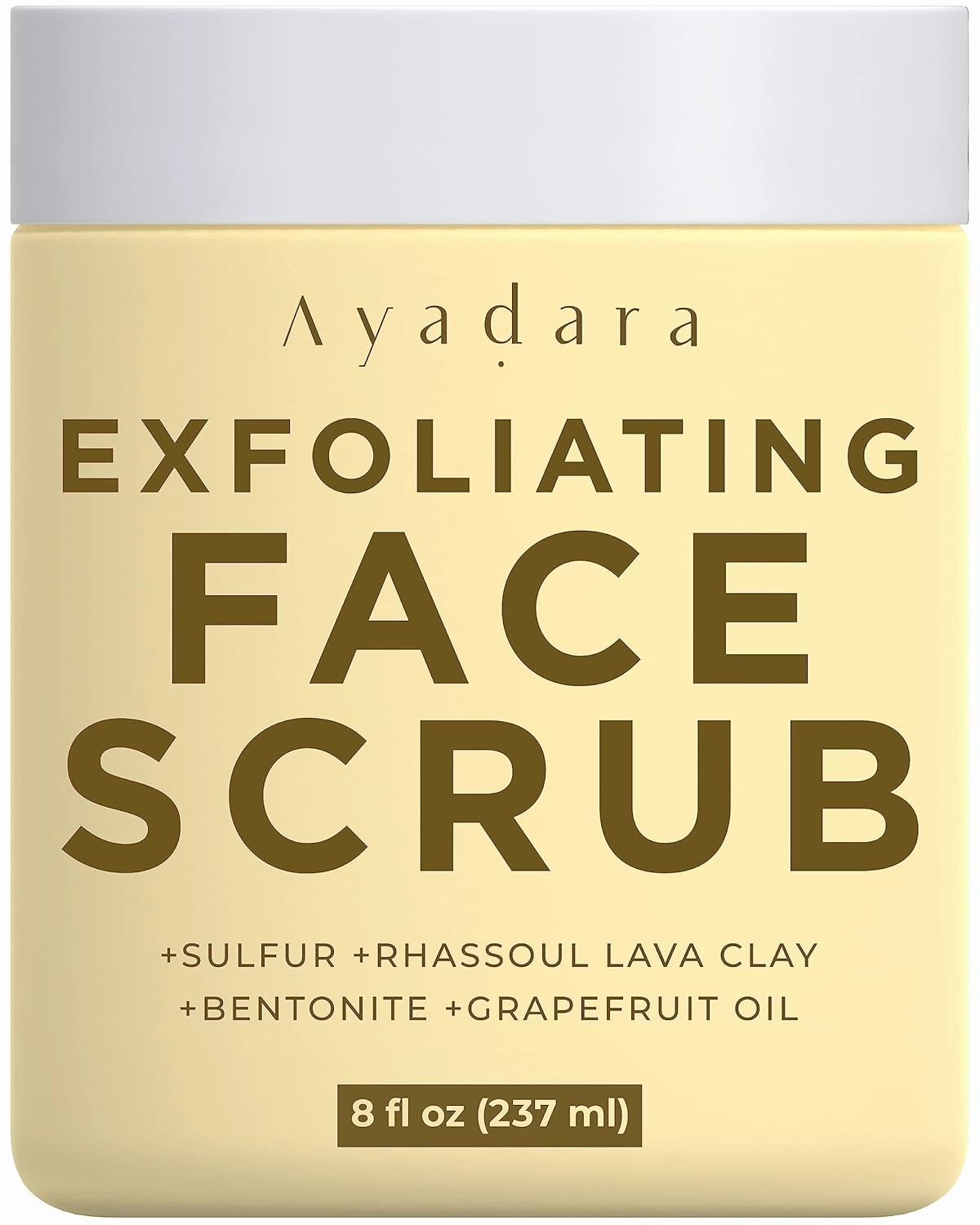 Stardust Sulfur Soap Scrub, Face Scrub Exfoliating Face Wash, Bentonite Clay Acne Face Mask, Gentle Exfoliating Face Wash, Exfoliating Scrub for Face, Face Scrubber Exfoliator, 240-Day Supply