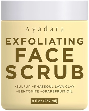 Stardust Sulfur Soap Scrub, Face Scrub Exfoliating Face Wash, Bentonite Clay Acne Face Mask, Gentle Exfoliating Face Wash, Exfoliating Scrub for Face, Face Scrubber Exfoliator, 240-Day Supply