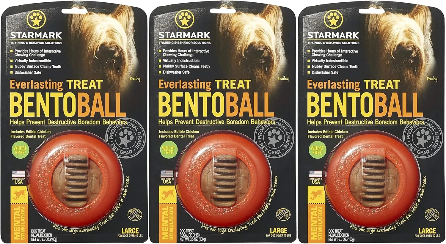 Starmark 3 Pack of Everlasting Treat Bento Balls, Large, Mental Stimulation Puzzle Toys for Large Dogs