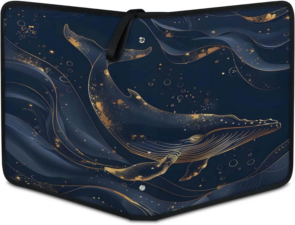 Starry Whales 3 Ring Trading Zipper Binder Strap, Trading Card Binder 4 Pocket, 400 Pockets Card Holder with 50 Removable Sleeves for Game Cards