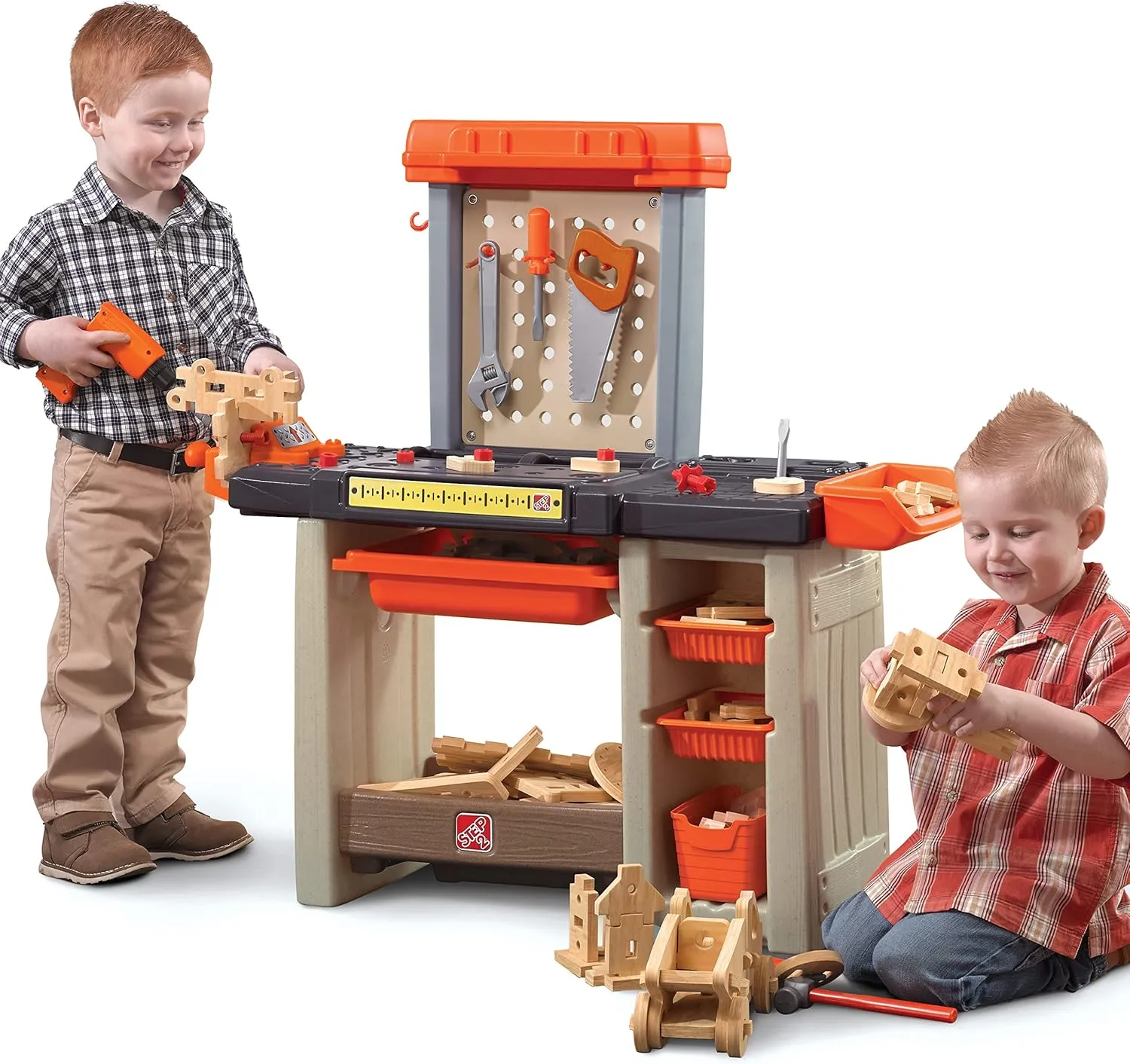 Step2 Handyman Kids Workbench, Indoor/Outdoor Tool Bench for Children, Interactive Play with Sounds, Made of Durable Plastic, Includes 35 Piece Toy Accessories, For Toddlers 3  Years Old