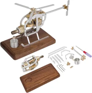 Stirling Engine Helicopter Model That Works, Mechanical Helicopter Engine DIY Assembling Hot Air Engine Motor, STEM Experiment Educational Toy Gifts for Adults (KIT Version), 25 x 13.5 x 14 cm