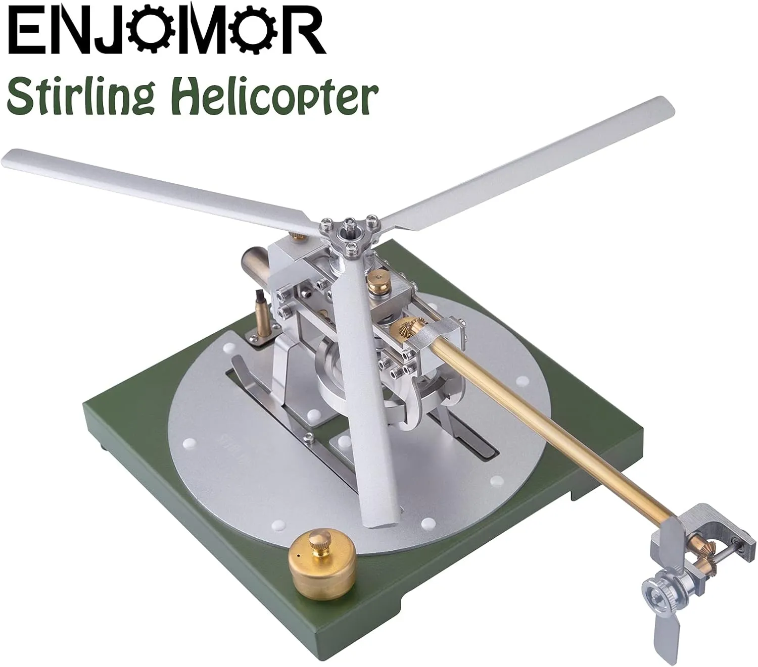 Stirling Helicopter Model Kit, Metal Hot Air Gamma Stirling Engine Model, DIY Assembly Stem Science Experiment Educational Toy, Gift for Teen and Adults