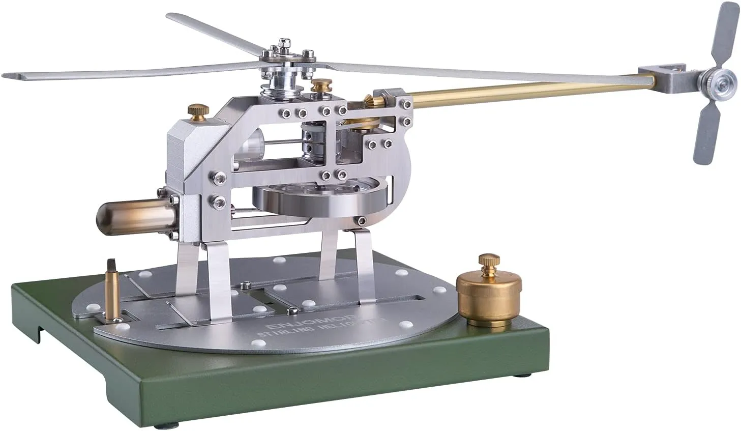 Stirling Helicopter Model Kit, Metal Hot Air Gamma Stirling Engine Model, DIY Assembly Stem Science Experiment Educational Toy, Gift for Teen and Adults