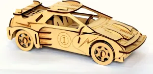 StonKraft 3D Wooden Puzzle Sports Car - Wooden, DIY, Build Your own, Construction Toy, Modeling Kit | MDF Toys Car