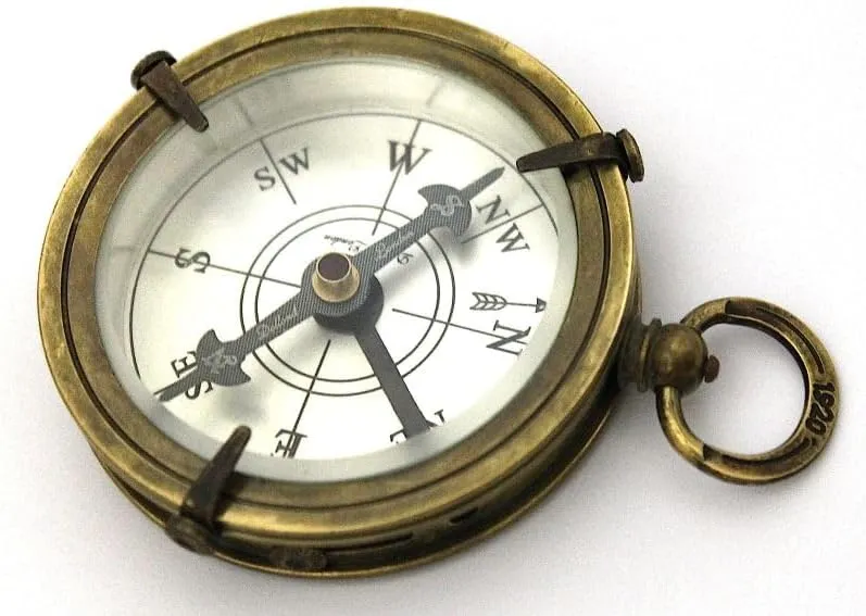 Stylish Solid Pocket Brass Compass with Wooden Case- Classic Navigation Tool