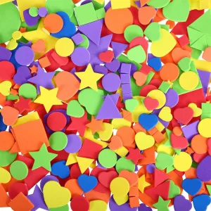 Sumind 1500 Pieces Self Adhesive Foam Stickers Mini Geometry Shapes EVA Foam Stickers for Kids DIY Art Craft, Circle, Square, Triangle, Heart, Pentagram