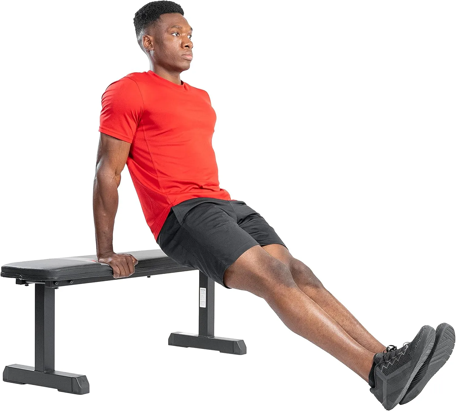 Sunny Health & Fitness Flat Weight Bench Optional Dumbbell Rack for Strength Training, Full Body Workout, Exercise, Home Gym