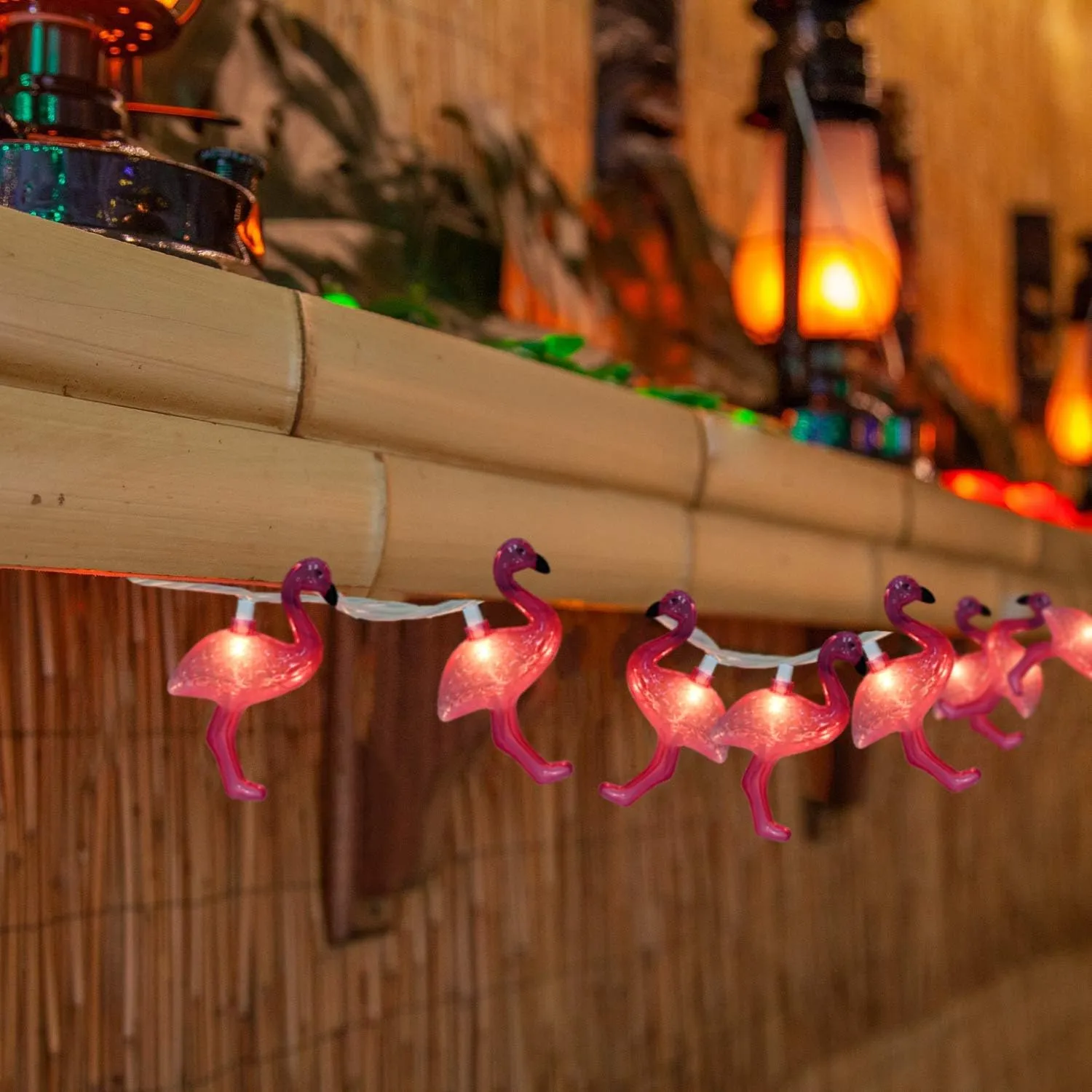 SUNSGNE Pink Flamingo Lights - Pink Party String Lights - Cute Fun Flamingo Decor for Indoor Home Bedroom Birthday