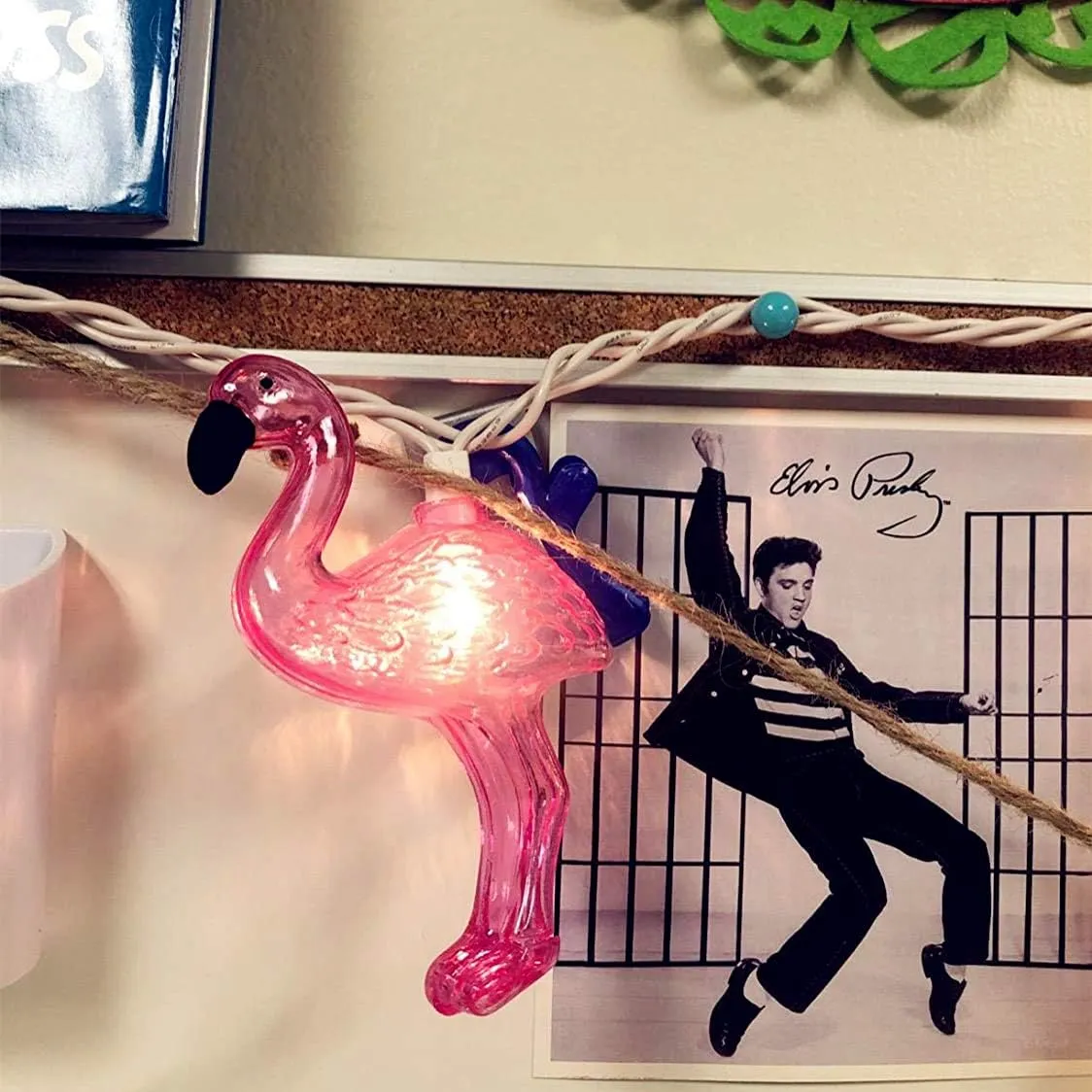 SUNSGNE Pink Flamingo Lights - Pink Party String Lights - Cute Fun Flamingo Decor for Indoor Home Bedroom Birthday