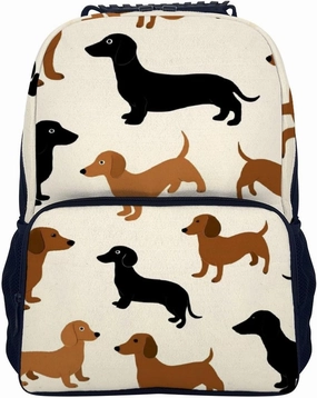 Supdreamc Men Women Polyester Cartoon Dachshund Weiner Dog Pet Dogs Casual Daypack Large Capacity Carry On Bag With Adjustable Shoulder Straps for Camping Work Running
