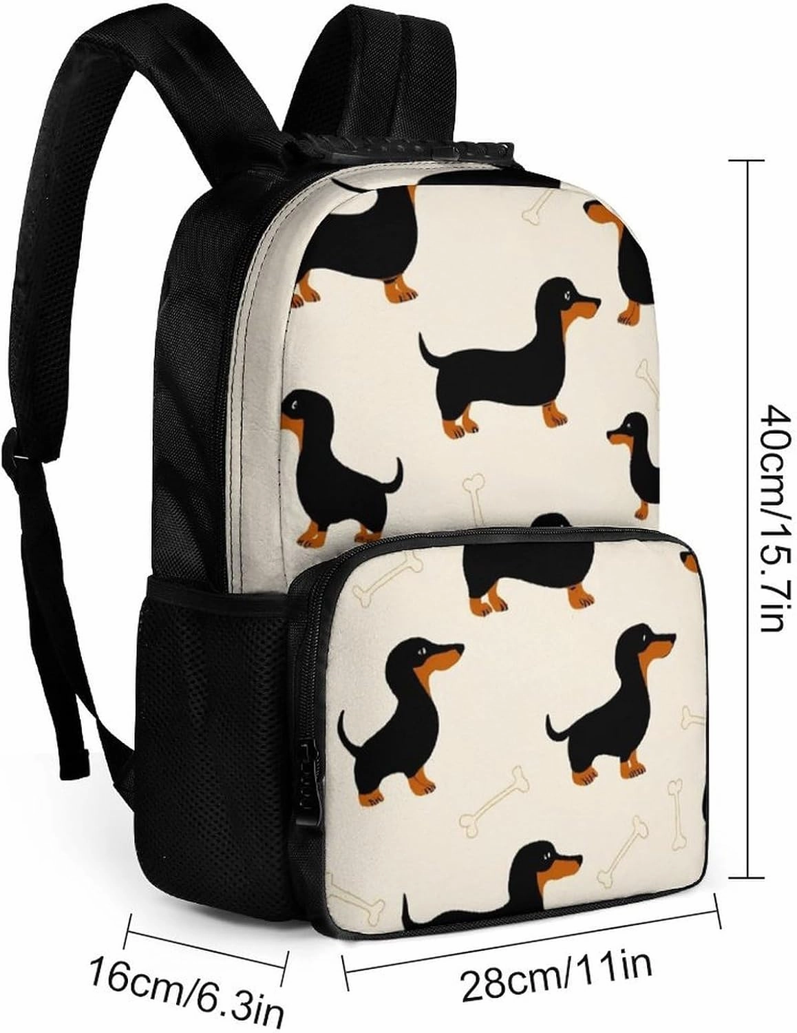 Supdreamc Men Women Polyester Wiener Dog Doxie Dachshund Weiner Dog Pet Dogs Casual Daypack Large Capacity Carry On Bag With Adjustable Shoulder Straps for Camping Work Running