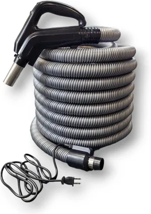 Superhose Universal Dual Voltage Central Vacuum Hose | Extra Long Central Vac Hose with Pigtail Plug, Direct Connect, and Low Voltage | Swivel Handle with 3-Way Switch | 37 Feet