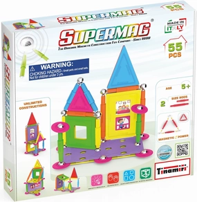 SUPERMAG - House 55 | Educational Construction Fun | 55 Piece Set | Europe-Made | STEM | Toy Magnetic Building Sets | Magnet Toys | Supermag 0663
