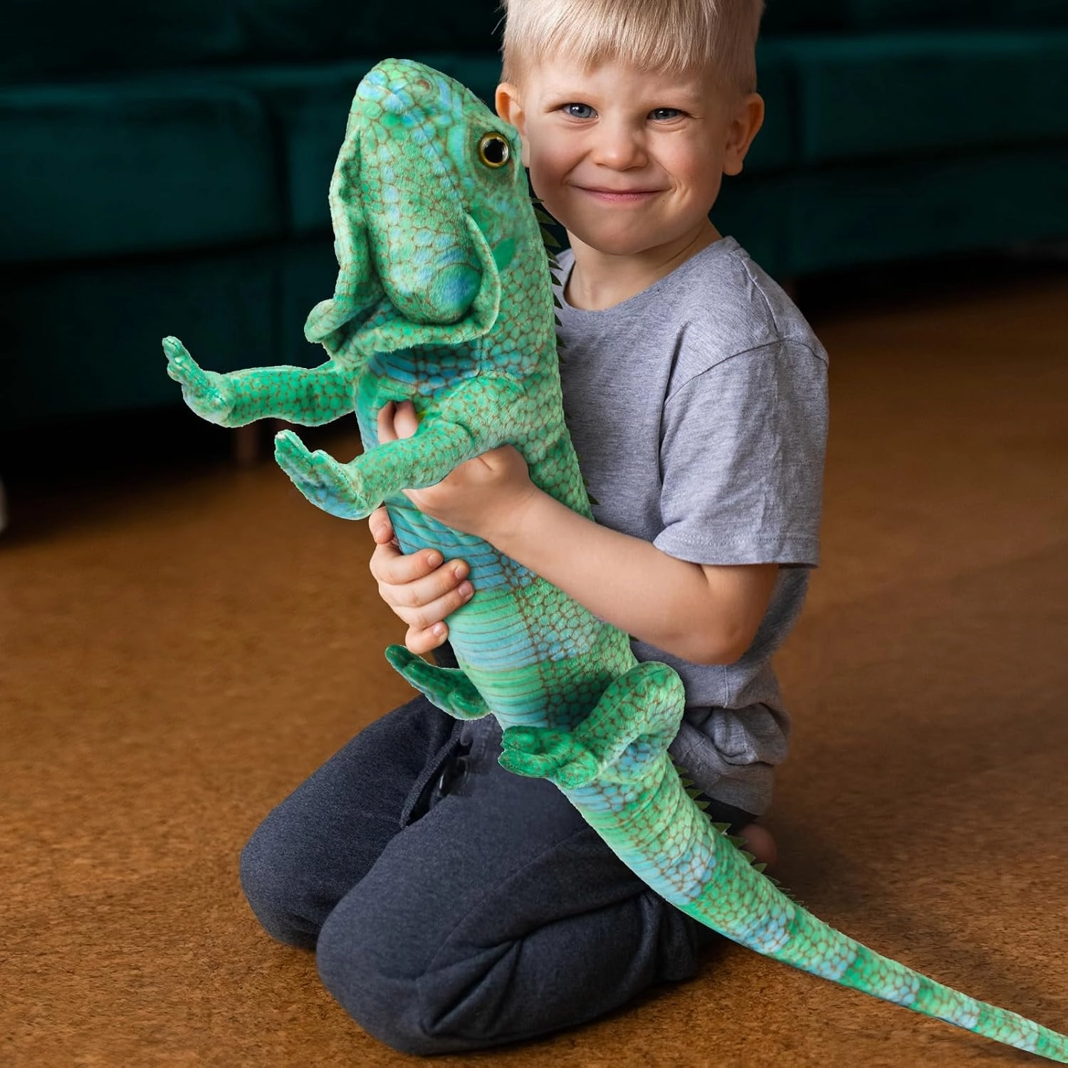 Syhood Lizard Stuffed Animals 37.4'' Realistic Plush Toy Lizard Toy Soft Plush Reptile Gift for Boys Girls Animal Lovers Birthday Easter(Iguana)