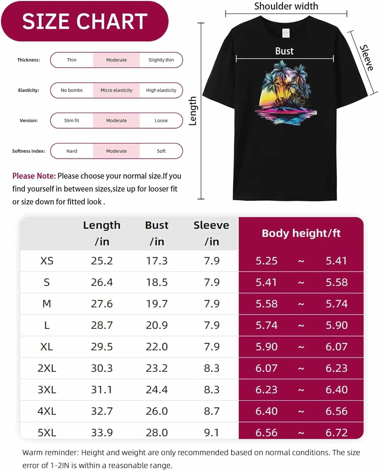 T-Shirts for Women Summer Colorful Palm Trees Women's Tops Crew Neck Short Sleeve Tees