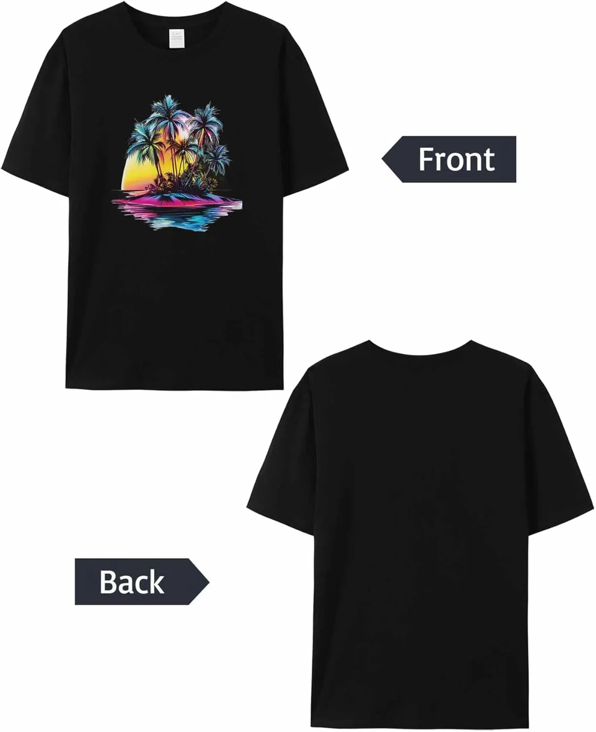 T-Shirts for Women Summer Colorful Palm Trees Women's Tops Crew Neck Short Sleeve Tees