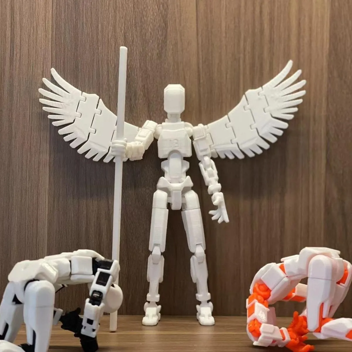 T13 8 Winged Angels Action Figures, Robot Angel Action Figure, White, 5.5 Inches