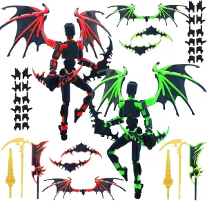 T13 Action Figure Set (Assembly Completed), 2 Pcs Daemon Titan 13 3D Printed Dummy Robo 13 Ornaments Weapon Upgrade Robot Desk Top Decor for Desktop Decorations Gifts (Red Green)