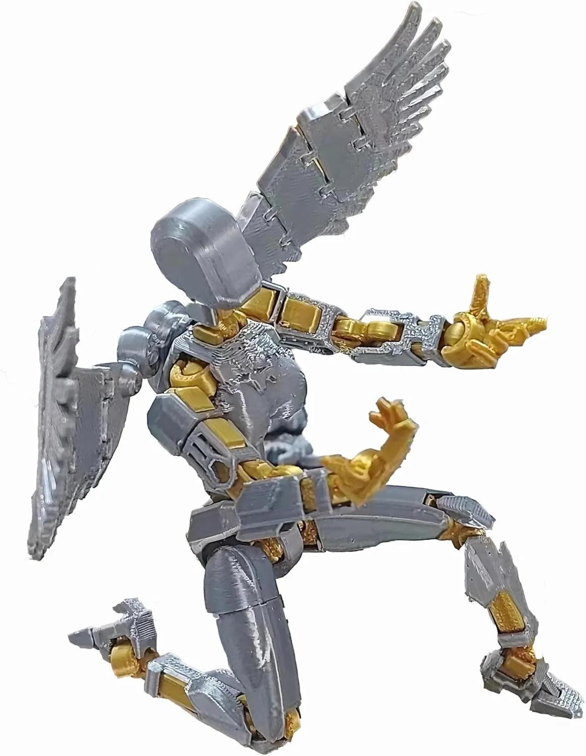 T13 Action Figure Set(Assembly Completed), Titan 13 Robot Movable Action Figure, 3D Printed Dummy 13 Set, Lucky 13 Set Articulated Full Body Mechanical Doll (Silver)