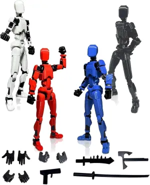 T13 Action Figure(Assembly Completed) Dummy13 3D Robot -Lucky13 Multi-Jointed, Movable,Perfect for Collectors and Desktop Decor(4PCS/Color)
