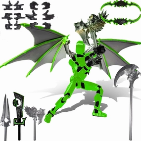 T13 Action Figure Set(Assembly Completed), Titan 13 Robot Movable Action Figure, 3D Printed Dummy 13 Set, Lucky 13 Set Articulated Full Body Mechanical Doll - Green