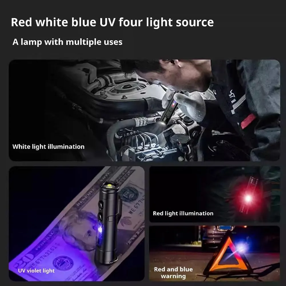 Taclite Flashlight,300mah Battery Taclite Mini the Ultimate Everyday Micro Tool with Hat Clip,3 Brightness Levels,Waterproof Rechargeable LED Magnetic Super Bright Tactical Flashlight(1pc Black)