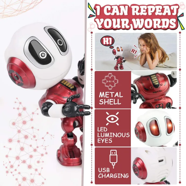 Talking Robot For Kids USB Charging LED Eye Mobile & Pen Holder Children's Toy