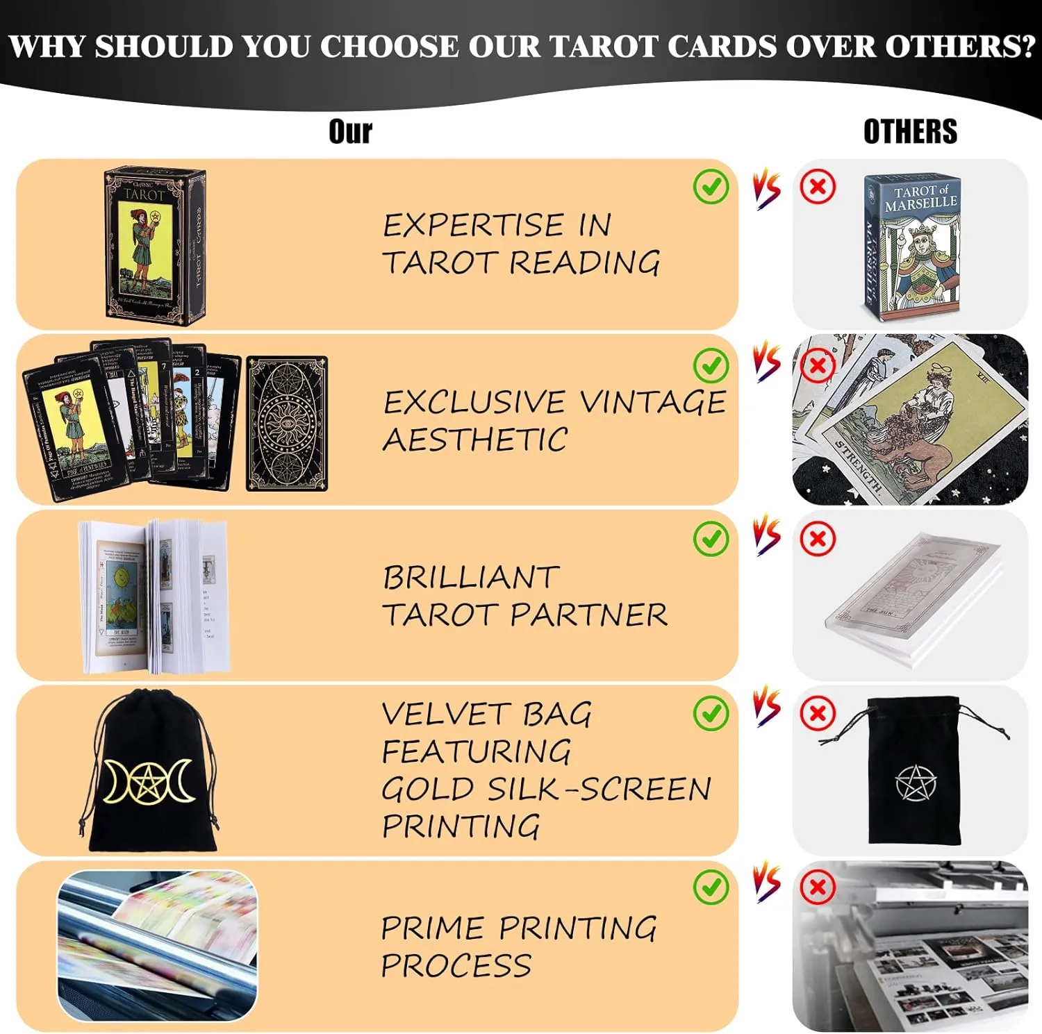 Tarot Cards Set with Guide Book/Linen Carry Bag/Chakra Stones, 78 Classic Original Tarot Cards Deck Fortune Telling Game with Meanings on Them for Beginners to Expert