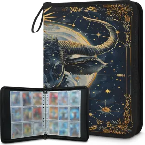 Taurus 3 Ring Trading Zipper Binder Strap, Trading Card Binder 9 Pocket, 900 Pockets Card Holder with 50 Removable Sleeves for Game Cards
