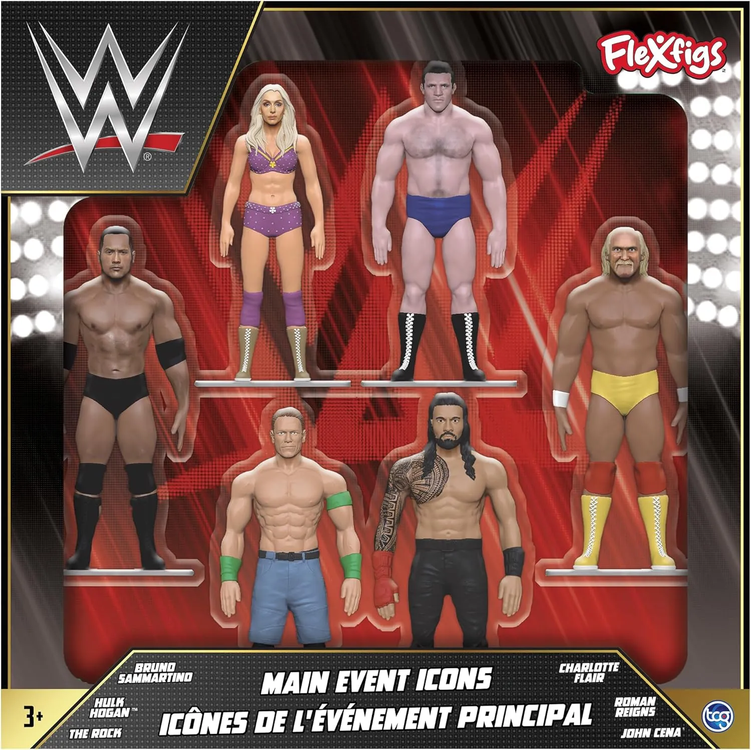 TCG Toys FleXfigs: WWE Icons Deluxe Pack - 6 Characters - Wrestler Articulated Action Figures, Flex It - Pose It!, Collectible Toy Miniatures, Licensed, Kid 3 
