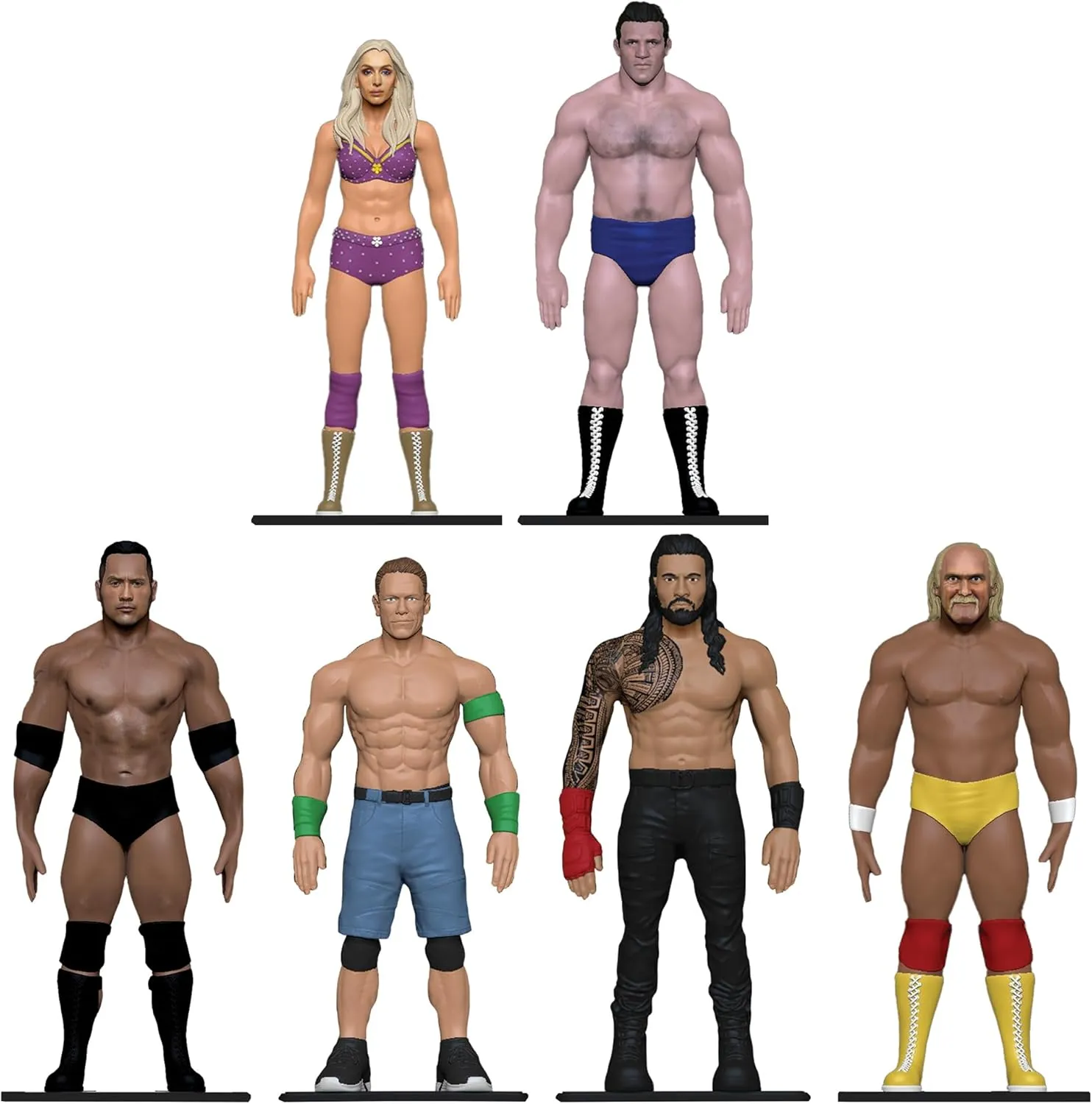 TCG Toys FleXfigs: WWE Icons Deluxe Pack - 6 Characters - Wrestler Articulated Action Figures, Flex It - Pose It!, Collectible Toy Miniatures, Licensed, Kid 3 
