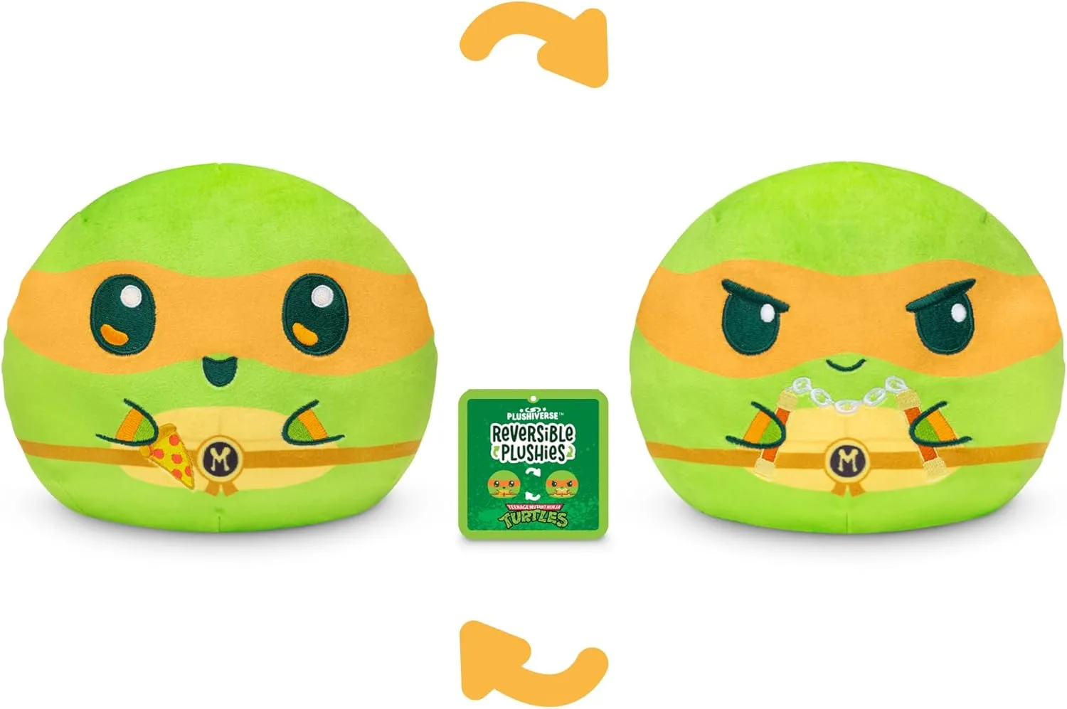 TeeTurtle Teenage Mutant Ninja Turtles 6" Reversible Plushie - Michelangelo - Cute Kawaii Soft Stuffed Animal