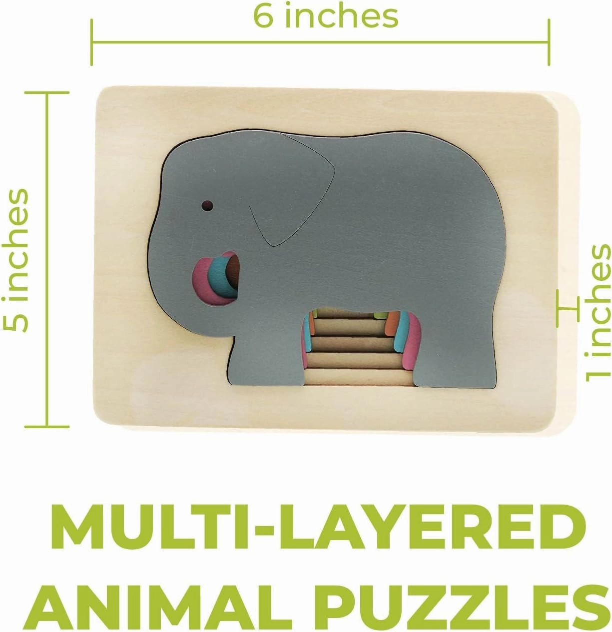 TEKOR Wooden (4) Multi-Layered Puzzles | Unique Cute Wooden Animal Puzzle | Early Educational Toys | Ages 3 and Up | Bright Colors | Teaches Hand Coordination | Safe Paint for Children