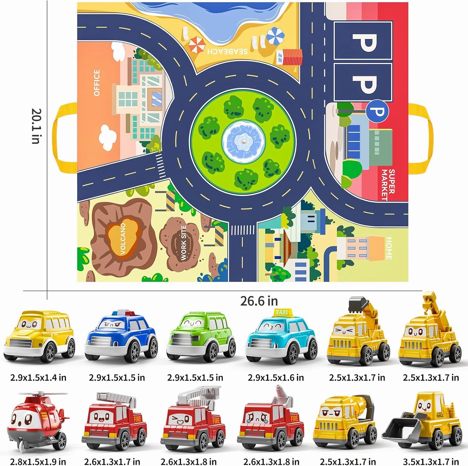 TEMI Toddler Pull Back Car Toys for 1 2 3 Year Old Boy Girl, 12 Pieces Baby Toy Cars with Play Mat/Storage Bag, Baby Toys 12-18 Months, Birthday Gifts for Toddler Toys Age 1-2