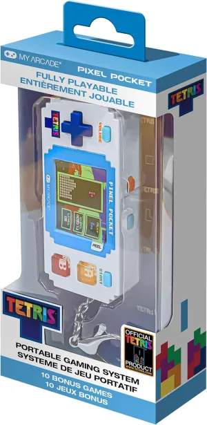 Tetris Pixel Player: Officially Licensed Tiny Tetris Video Game, Strategic Puzzle Game with 10 Bonus Games, Portable Keychain Arcade, Games for Kids and Adults