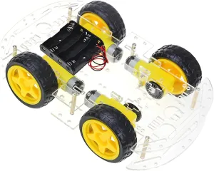 The perseids DIY Robot Smart Car Chassis Kit Educational Toy with Speed Encoder, 4 Wheels and Battery Box for Arduino/Microbit/Raspberry Pi (4 Wheels)