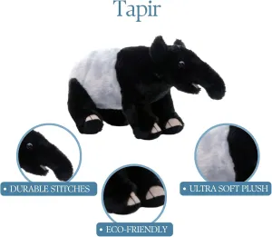 The Petting Zoo Malaysian Tapir Stuffed Animal Plushie, Gifts for Kids, Wild Onez Zoo Animals, Tapir Plush Toy 12 inches