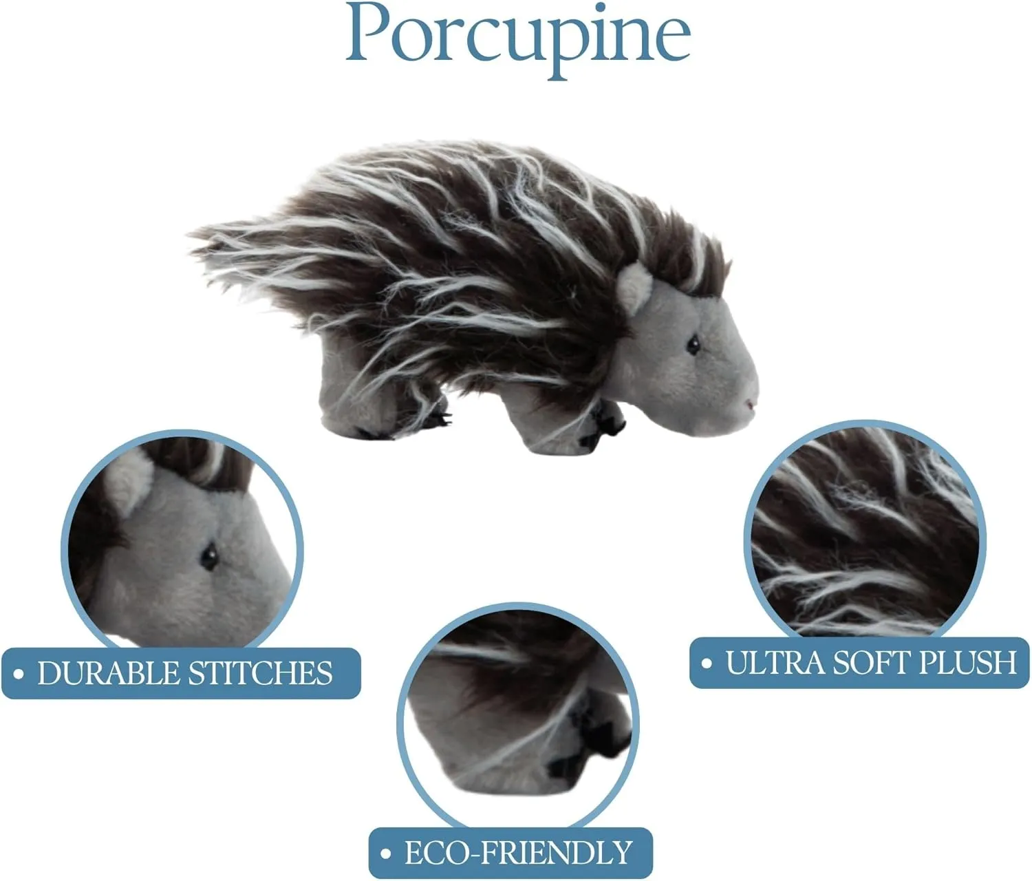 The Petting Zoo Porcupine Stuffed Animal Plushie, Gifts for Kids, Wild Onez Zoo Animals, Porcupine Plush Toy 12 inches