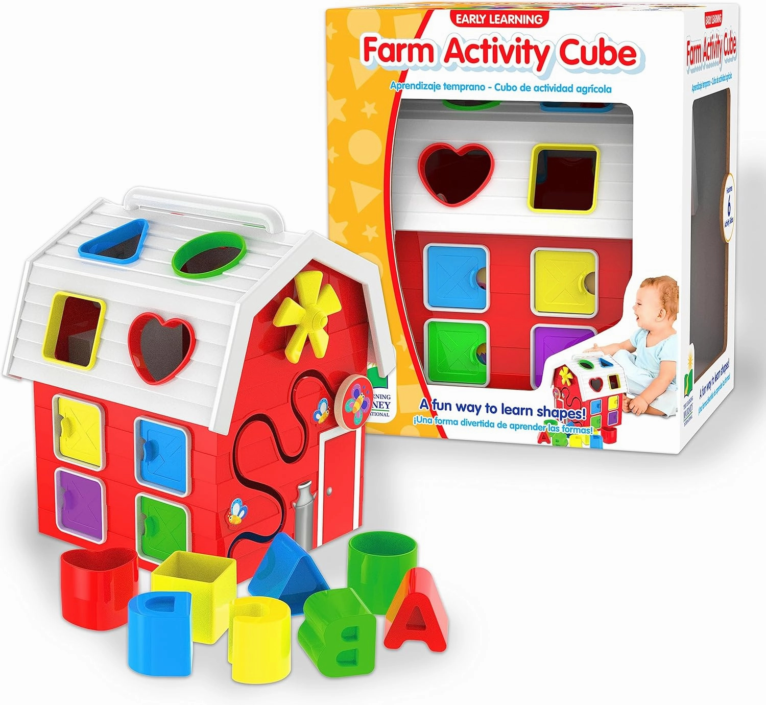 The Learning Journey - Early Learning - Farm Activity Cube - Shape Sorter for Toddlers Ages 12 Months and Up - Award Winning Toys