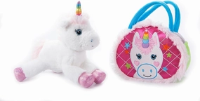 The Petting Zoo Unicorn Stuffed Animal Plushie and Purse Set, Gifts for Kids, Wildlife Animal Toy, Unicorn Plush Toy and Purse Pet Carrier