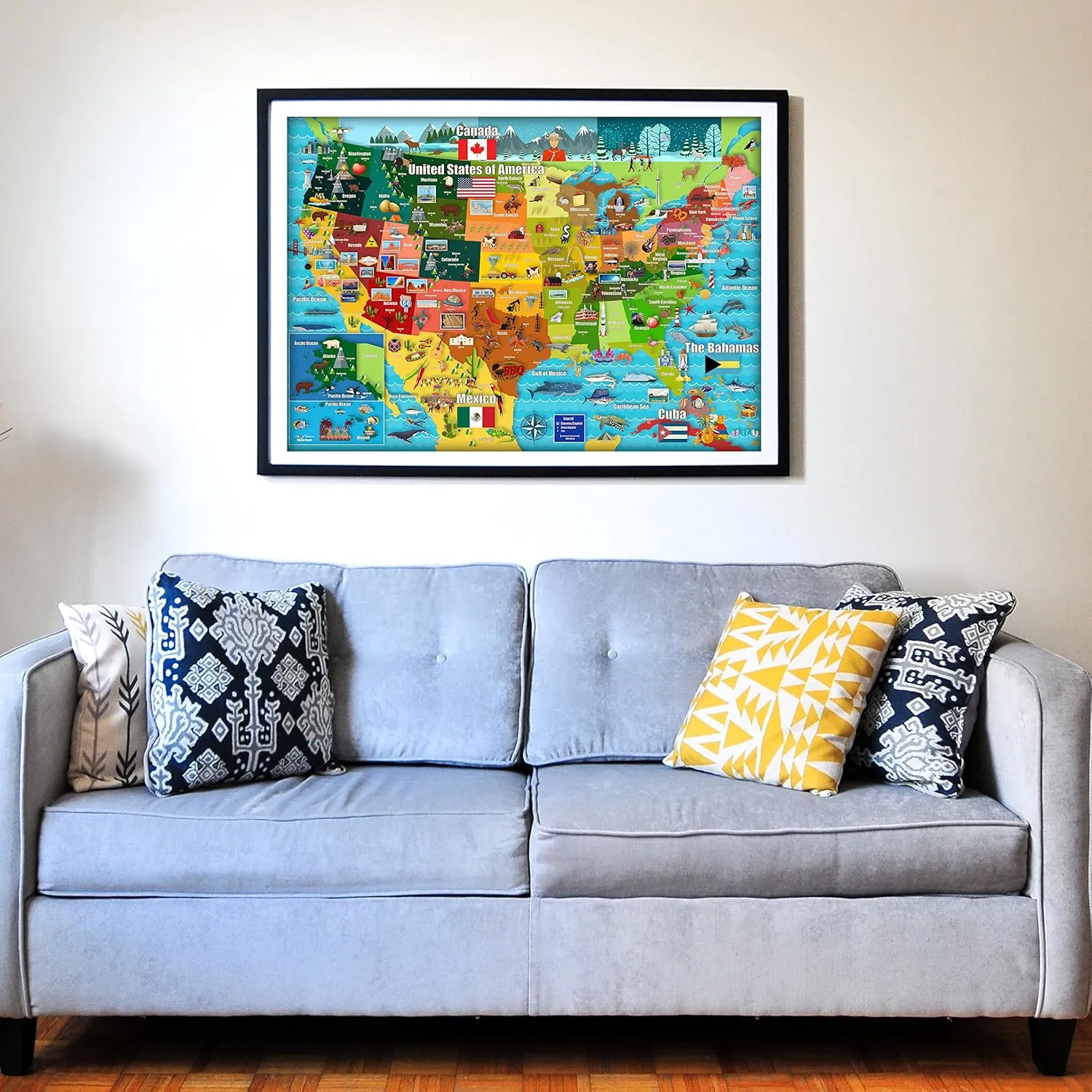 Think2Master United States Map 250 Pieces Jigsaw Puzzle Fun Educational Toy for Kids 8-10 10-12, School & Families. Great Gift for 8  to Stimulate Learning of USA. Size: 14.2” X 19.3”