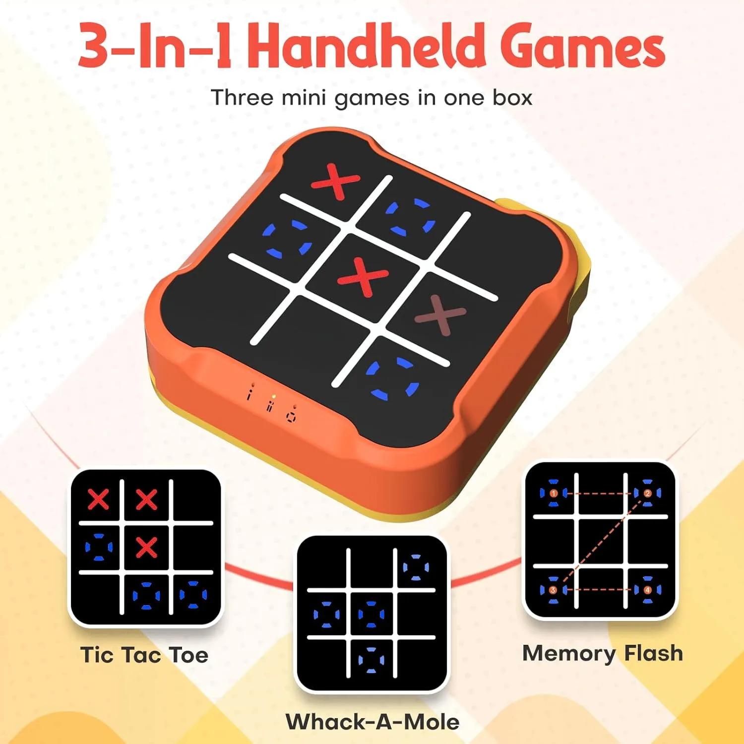 Tic Tac Toe Bolt Game, Handheld Electric Puzzle Game Console, Gift Ideal for Kids and Adults' Birthday, Electronic Board Games for Educational and Memory Growth, Portable Travel Games for Car Ride