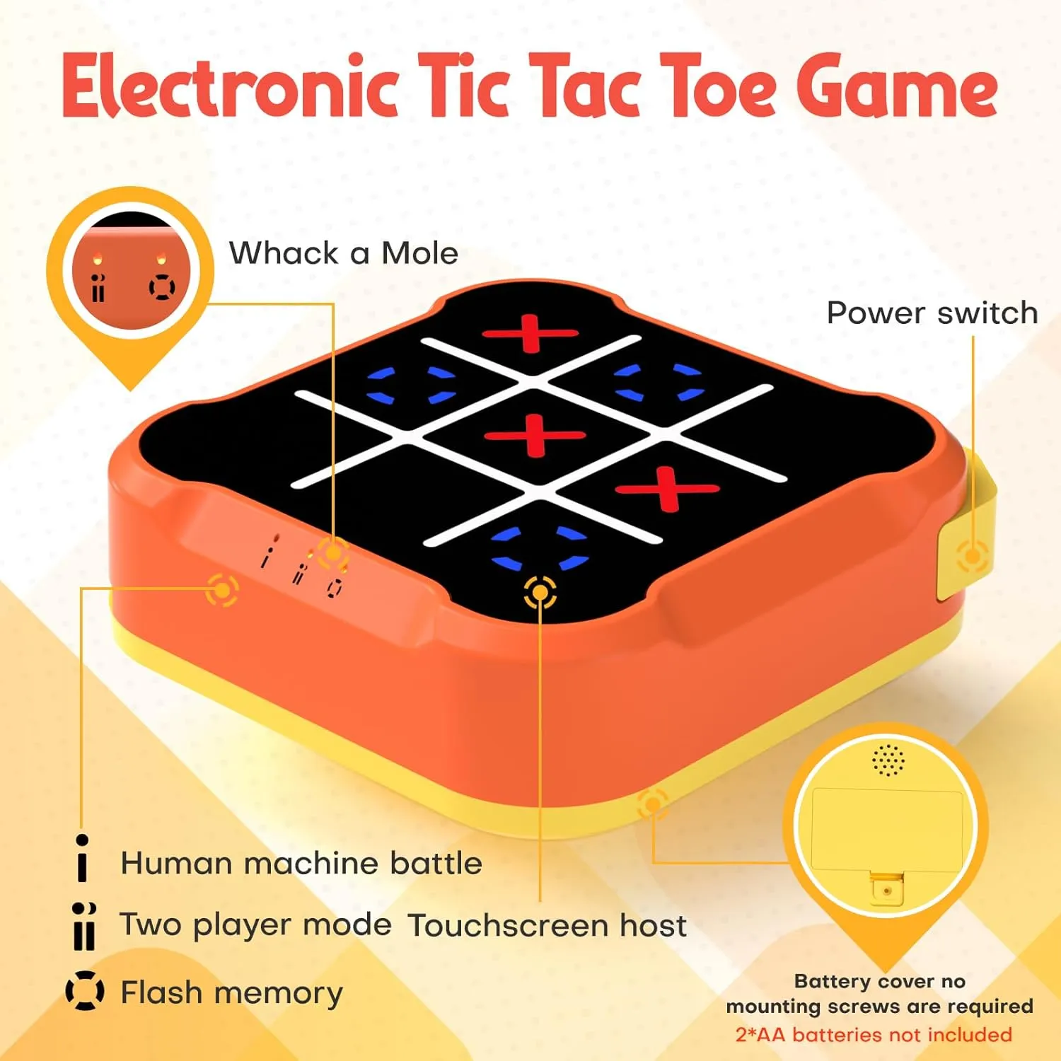 Tic Tac Toe Bolt Game, Handheld Electric Puzzle Game Console, Gift Ideal for Kids and Adults' Birthday, Electronic Board Games for Educational and Memory Growth, Portable Travel Games for Car Ride