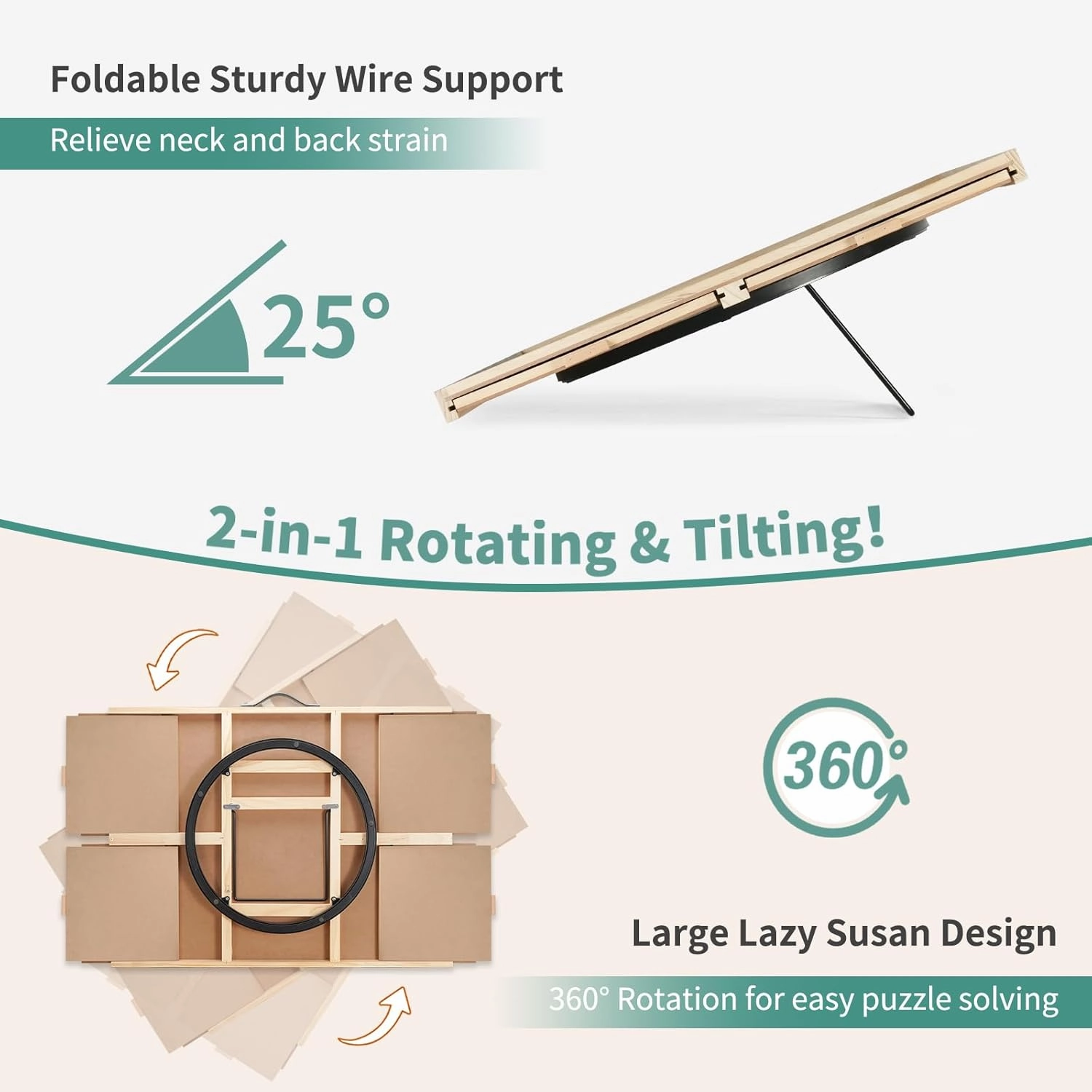 Tilting & Rotating Puzzle Board for 2000 Pieces, 40.16" × 28.5", Portable Jigsaw Puzzle Table for Adults with 4 Drawers & Protective Cover & Non-Slip Tabletop, Ideal Gift for Mum