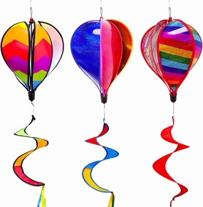 timecity 3 PCS Hot Air Balloon Wind Spinner Garden Wind Socks Large Outdoor Hanging Spinner Colorful Windmill Rainbow Windsock Catchers Ornaments for Lawn Yard Decor (Colorful Set)