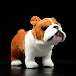 Tiny Heart Bulldog Plush Dog Puppy Stuffed Animal 10inch Super Soft British Bulldog Gift for Boys Girls Home Room Decor for Ages 1 and Up Yellow